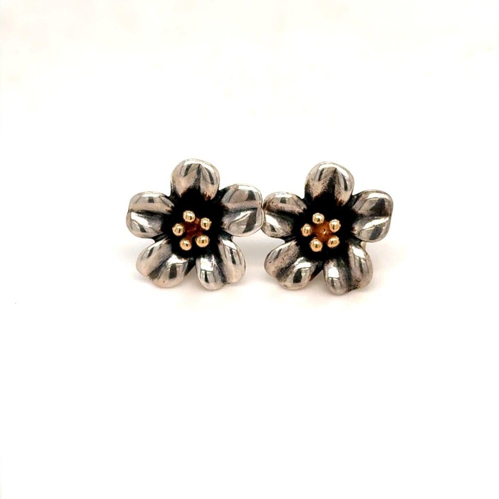 James Avery 925 18K Flower Stud‎ Earrings